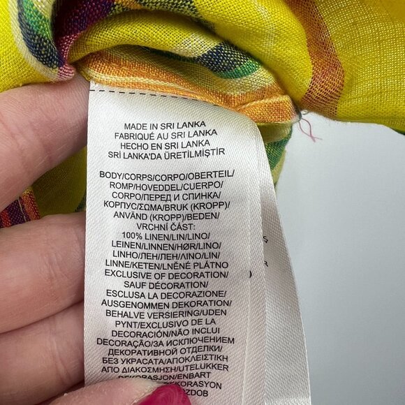 Lauren Ralph Lauren 100% Linen Yellow Plaid Low High Button Down Shirt Women L - Picture 3 of 4